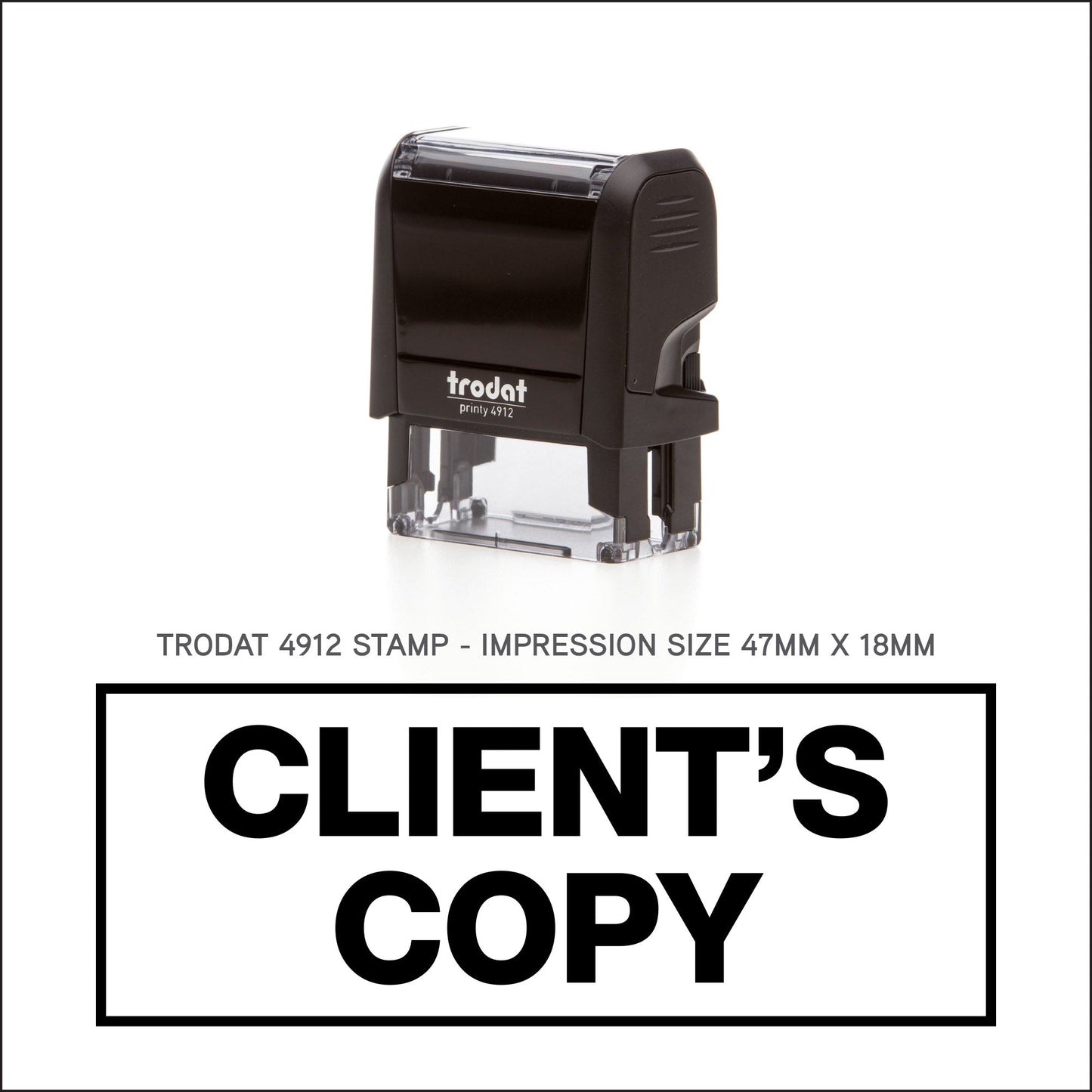 Client's Copy With Border - Rubber Stamp - Trodat 4912 - 47mm x 18mm Impression