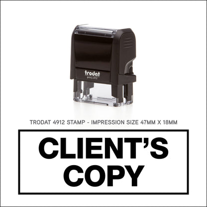 Client's Copy With Border - Rubber Stamp - Trodat 4912 - 47mm x 18mm Impression