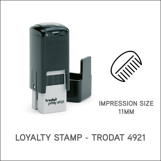 Comb - Barbers Loyalty Card Rubber Stamp - Trodat 4921 - 11mm x 11mm Impression