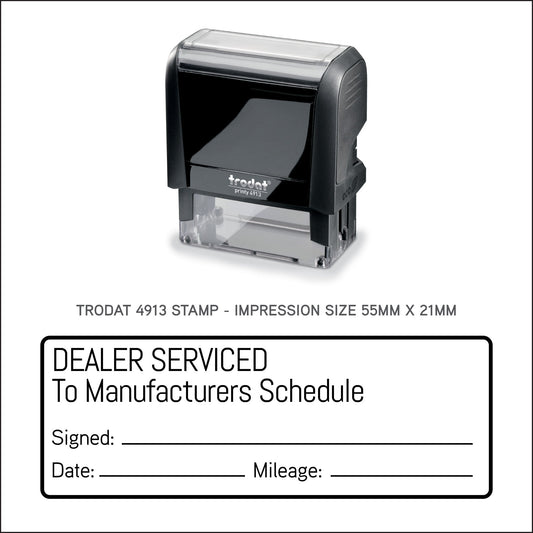 Dealer Serviced To Manufacturers Schedule - Self Inking Rubber Stamp - Trodat 4913 - 55mm x 21mm Impression