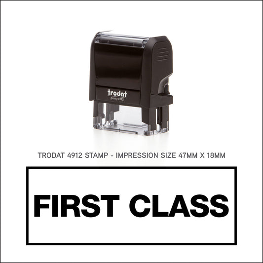 First Class With Border - Rubber Stamp - Trodat 4912 - 47mm x 18mm Impression