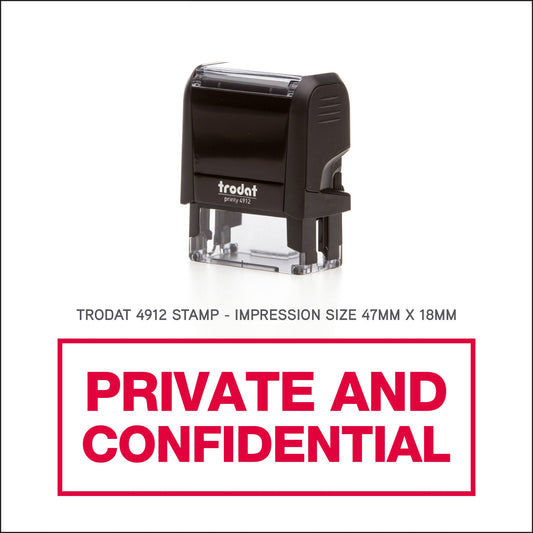 Private And Confidential Rubber Stamp - Trodat 4912 - 45mm x 18mm Impression