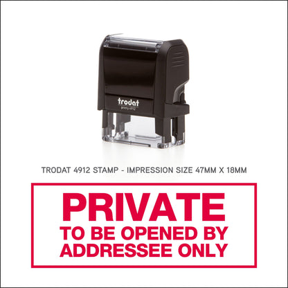 Private - Open By Addressee Only - Rubber Stamp - 45mm x 18mm Impression