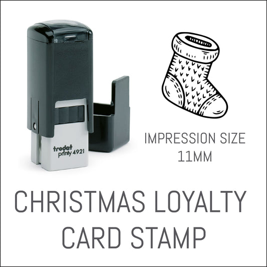 Stocking - Christmas Loyalty Card Rubber Stamp - Trodat 4921 - 11mm x 11mm Impression