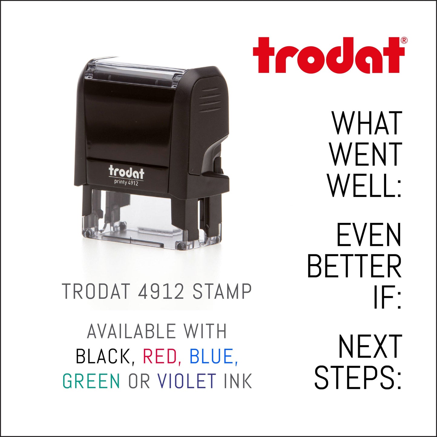 What Went Well Even Better If - Teacher - School - Rubber Stamp - Trodat 4912 - 47mm x 18mm Impression